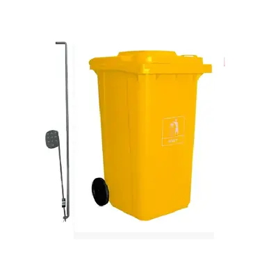 Carro Coletor de lixo Mod. Europeu 240 litros c/ Pedal - AMARELO