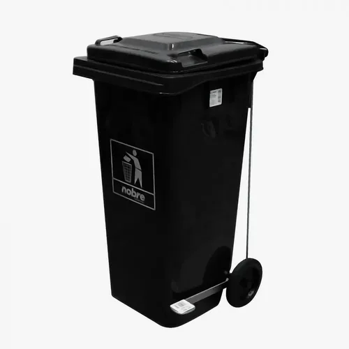 Carro Coletor de lixo Mod. Europeu 120 litros C/ Pedal - PRETO