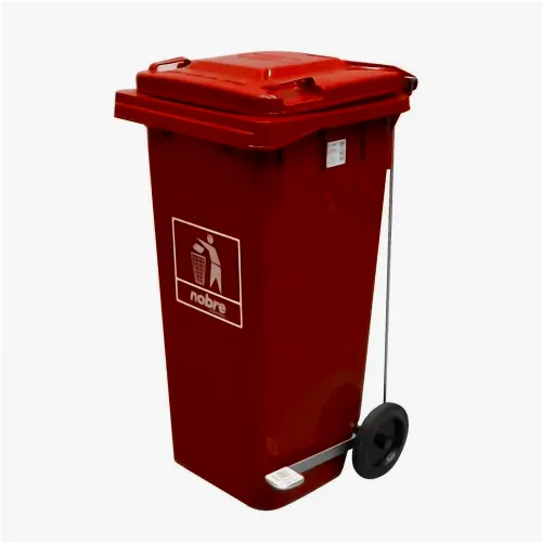 Carro Coletor de lixo Mod. Europeu 120 litros c/ Pedal - VERMELHO