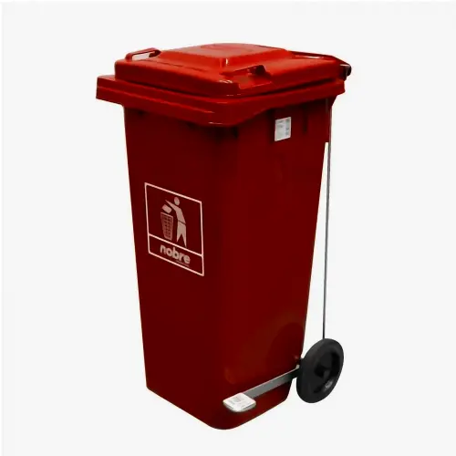 Carro Coletor de lixo Mod. Europeu 120 litros c/ Pedal - VERMELHO