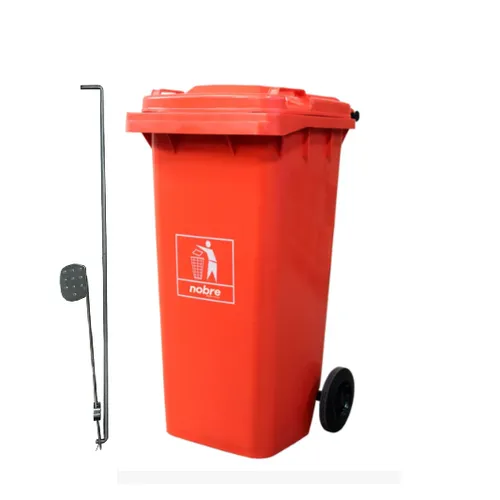 Carro Coletor de lixo Mod. Europeu 120 litros c/ Pedal - LARANJA