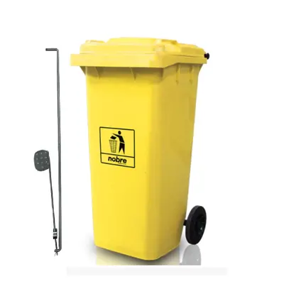 Carro Coletor de lixo Mod. Europeu 120 litros c/ Pedal - AMARELO