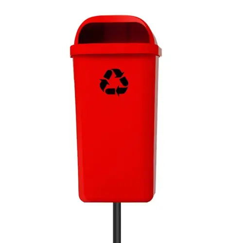 Lixeira Papeleira Gruplast Com Poste 50 Litros Cor: VERMELHO