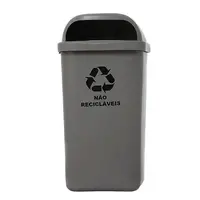 Lixeira Individual Coleta Seletiva Com Suporte Gruplast 50 Litros Cinza - imagem 1