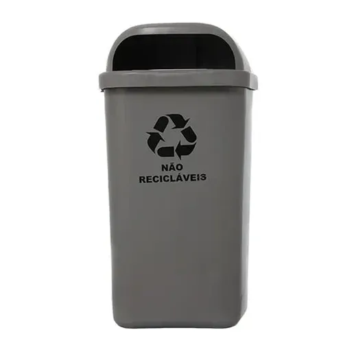 Lixeira Individual Coleta Seletiva Com Suporte 50 Litros Cinza