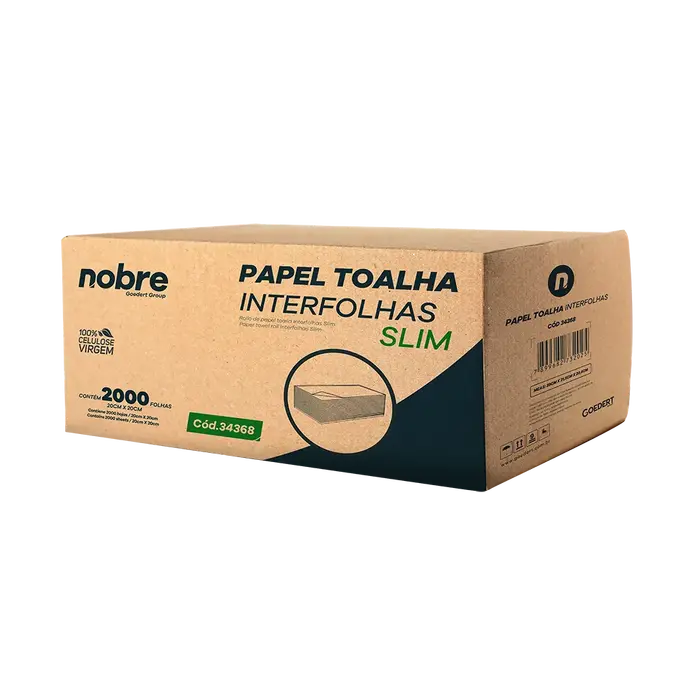 Papel Toalha Interfolhas Slim - 20x20 cm - c/ 2.000 folhas - Nobre