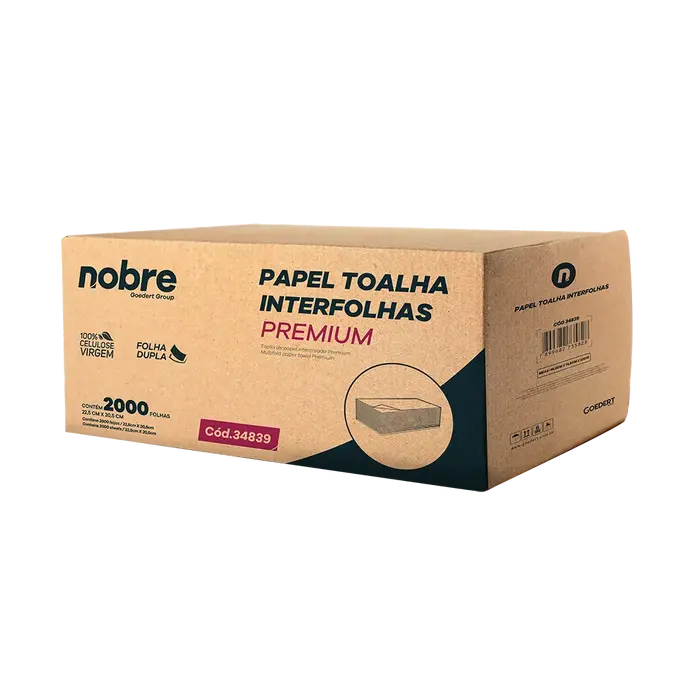 Papel Toalha Interfolhas Premium - 22,5x20,5 cm - c/ 2.000 folhas - Nobre
