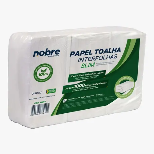 Papel Toalha Interfolhas Slim Nobre – 20x23 cm – com 1000 folhas