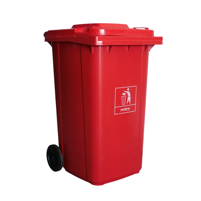 Coletora Plástica 240 Litros c/ rodas (mod. europeu) Nobre - Vermelho