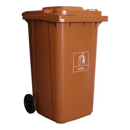 Coletora Plástica 240 Litros c/ rodas (mod. europeu) Nobre - Marrom