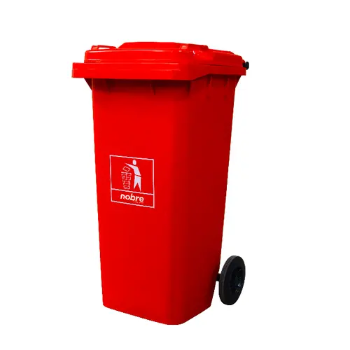 Coletora Plástica c/ Rodas - 120l - Mod. Europeu - Nobre - VERMELHO