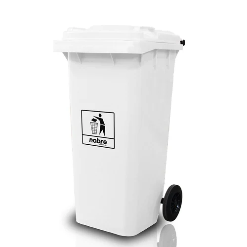 Coletora Plástica c/ Rodas - 120l - Mod. Europeu - Nobre - BRANCO