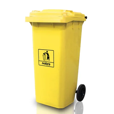 Coletora Plástica c/ Rodas - 120l - Mod. Europeu - Nobre - AMARELO