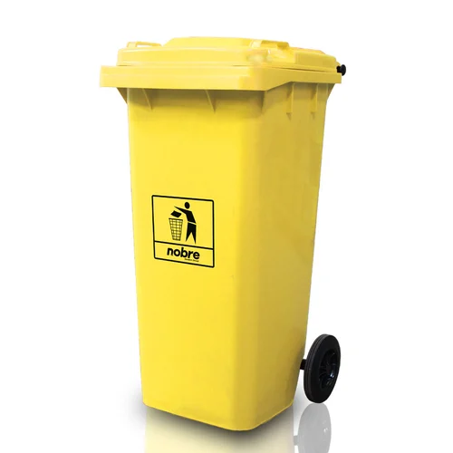 Coletora Plástica c/ Rodas - 120l - Mod. Europeu - Nobre - AMARELO