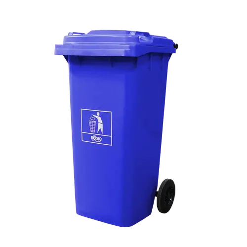 Coletora Plástica c/ Rodas - 120l - Mod. Europeu - Nobre - AZUL