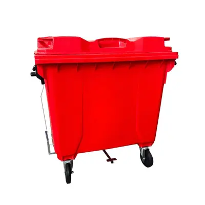 Coletora de Lixo 1000 Litros C/Rodas e PEDAL - VERMELHA