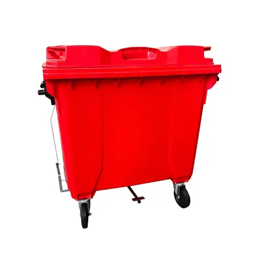 Coletora de Lixo 1000 Litros C/Rodas e PEDAL - VERMELHA