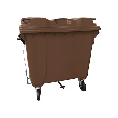 Coletora de Lixo 1000 Litros C/Rodas e PEDAL - MARROM