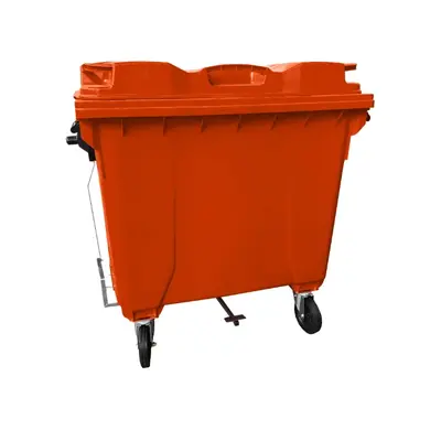 Coletora de Lixo 1000 Litros C/Rodas e PEDAL - LARANJA