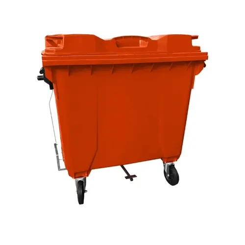 Coletora de Lixo 1000 Litros C/Rodas e PEDAL - LARANJA