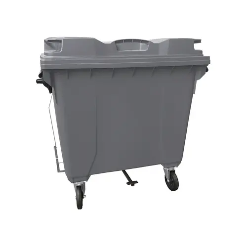 Coletora de Lixo 1000 Litros C/Rodas e PEDAL - CINZA