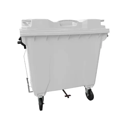 Coletora de Lixo 1000 Litros C/Rodas e PEDAL - BRANCO