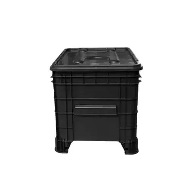 Caixa Plástica 372 Litros Preta Com Tampa