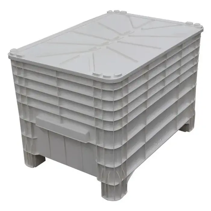 Caixa Plástica Gruplast  372 Litros Empilhável Sem Tampa Preta