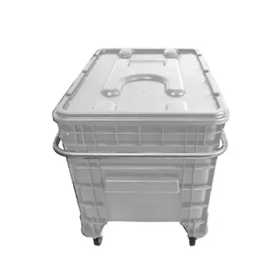 Caixa Plástica 372 Litros Branca Com Puxador Lateral e Tampa