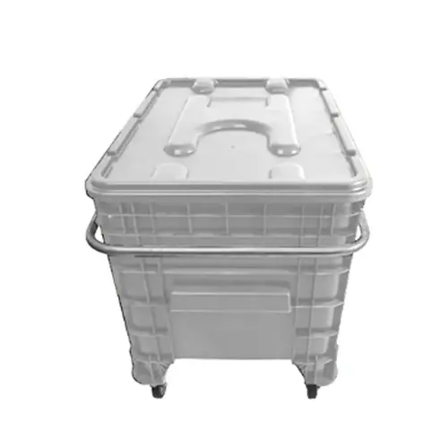 Caixa Plástica 372 Litros Branca Com Puxador Lateral e Tampa