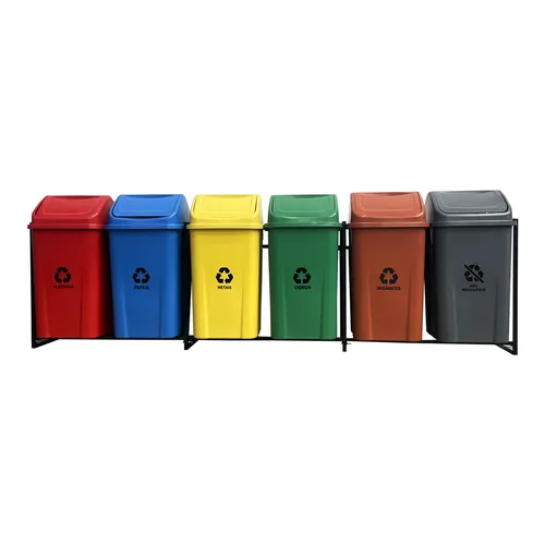 Conjunto coleta seletiva 100L com 6 lixeiras
