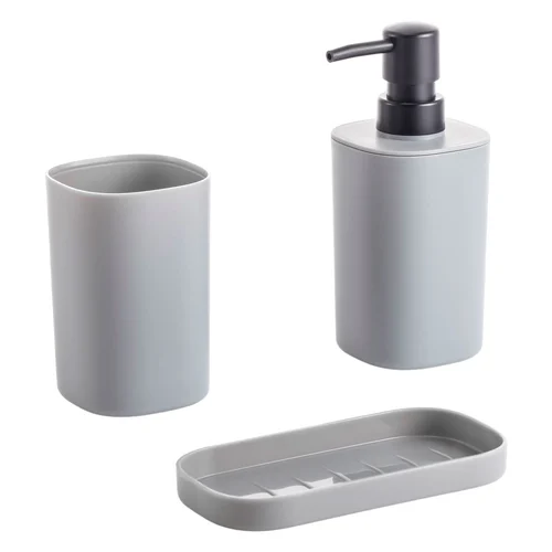 Conjunto p/ banheiro c/3pçs quadrado Cinza - Mood