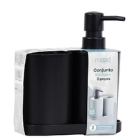 Conjunto p/ banheiro c/3pçs quadrado cinza - Mood - imagem 1