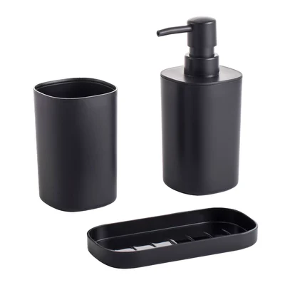 Conjunto p/ banheiro c/3pçs quadrado Preto - Mood