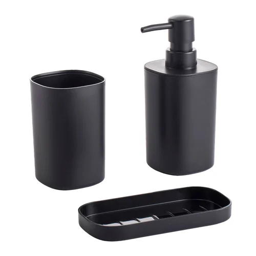 Conjunto p/ banheiro c/3pçs quadrado Preto - Mood