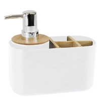 Organizador de banheiro de plástico c/ dispenser pump 280ml bambu Branco - Mood - imagem 1