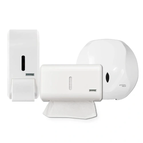 Kit Dispensers Urban Branco – Sabonete 400ml + Papel Toalha + Papel Higiênico Cai Cai