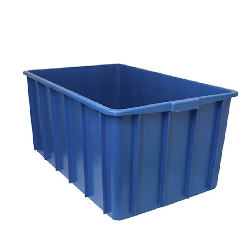 Caixa Plástica 180L Empilhável Sem Tampa Azul