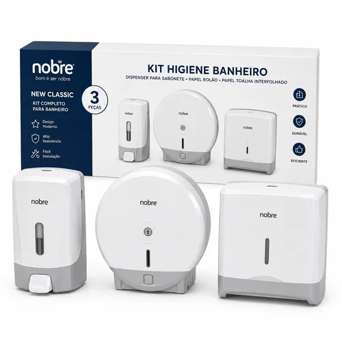 Kit Higiene Banheiro Completo New Classic Nobre – 3 Peças