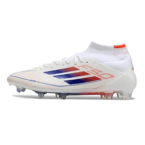 Chuteira Campo Adidas F50 Cano Médio FG Branca, Azul e Laranja - Advancement Pack