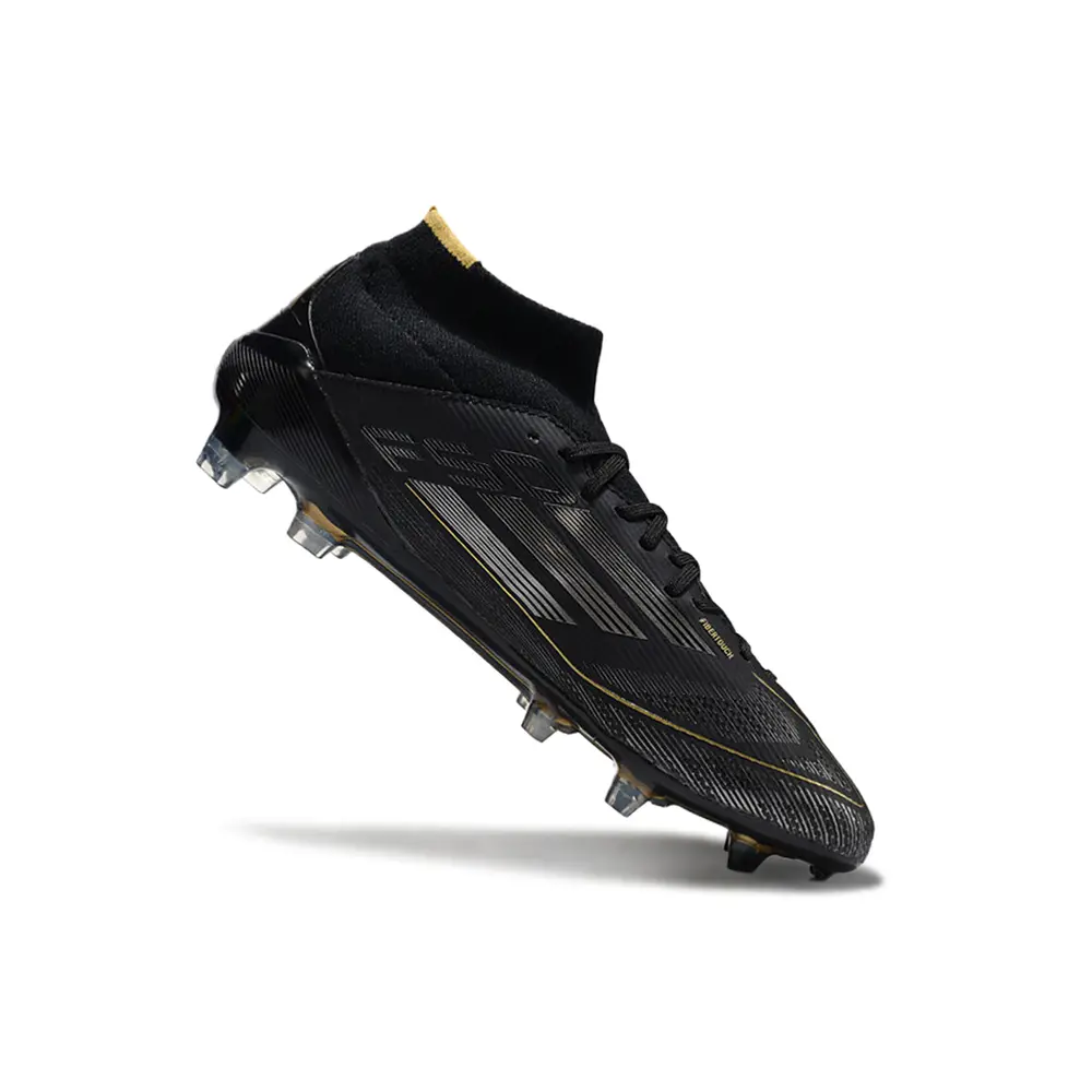 Chuteira Campo Adidas F50 Cano Médio FG Preto e Dourado