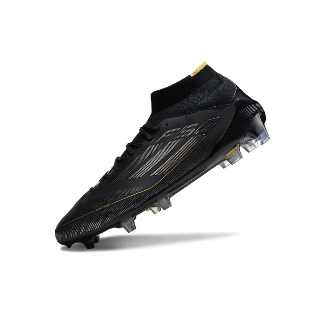 Chuteira Campo Adidas F50 Cano Médio FG Preto e Dourado