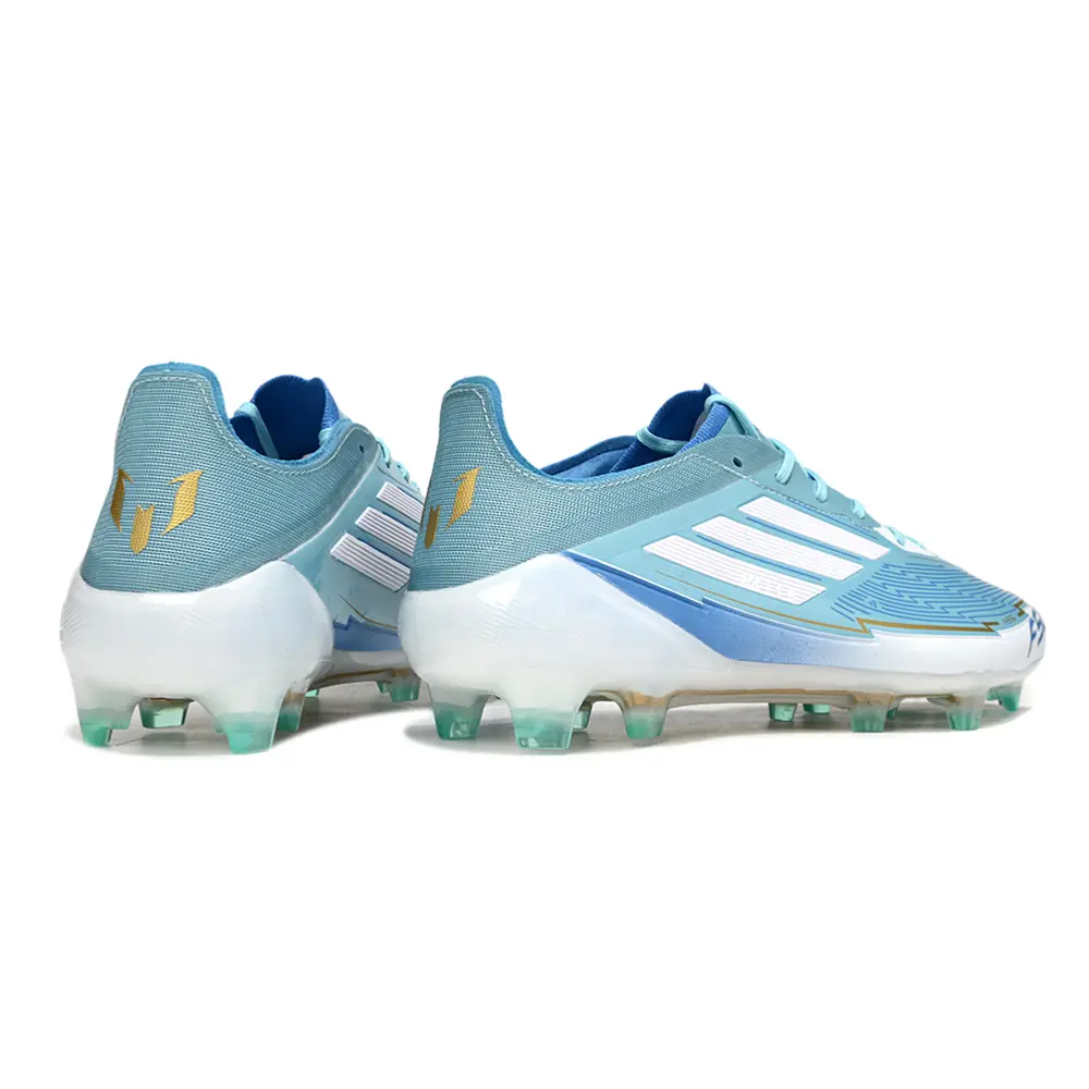 Chuteira Campo Adidas F50 FG Branca e Azul