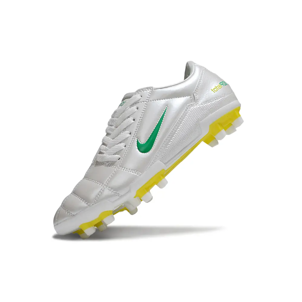 Chuteira Campo Nike Total 90 FG Branco, Amarelo e Verde
