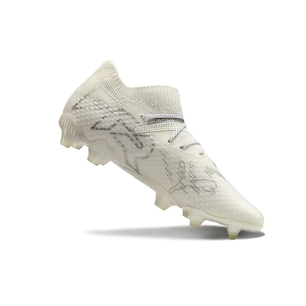 Chuteira Campo Puma Future 7 FG Branca e Prata