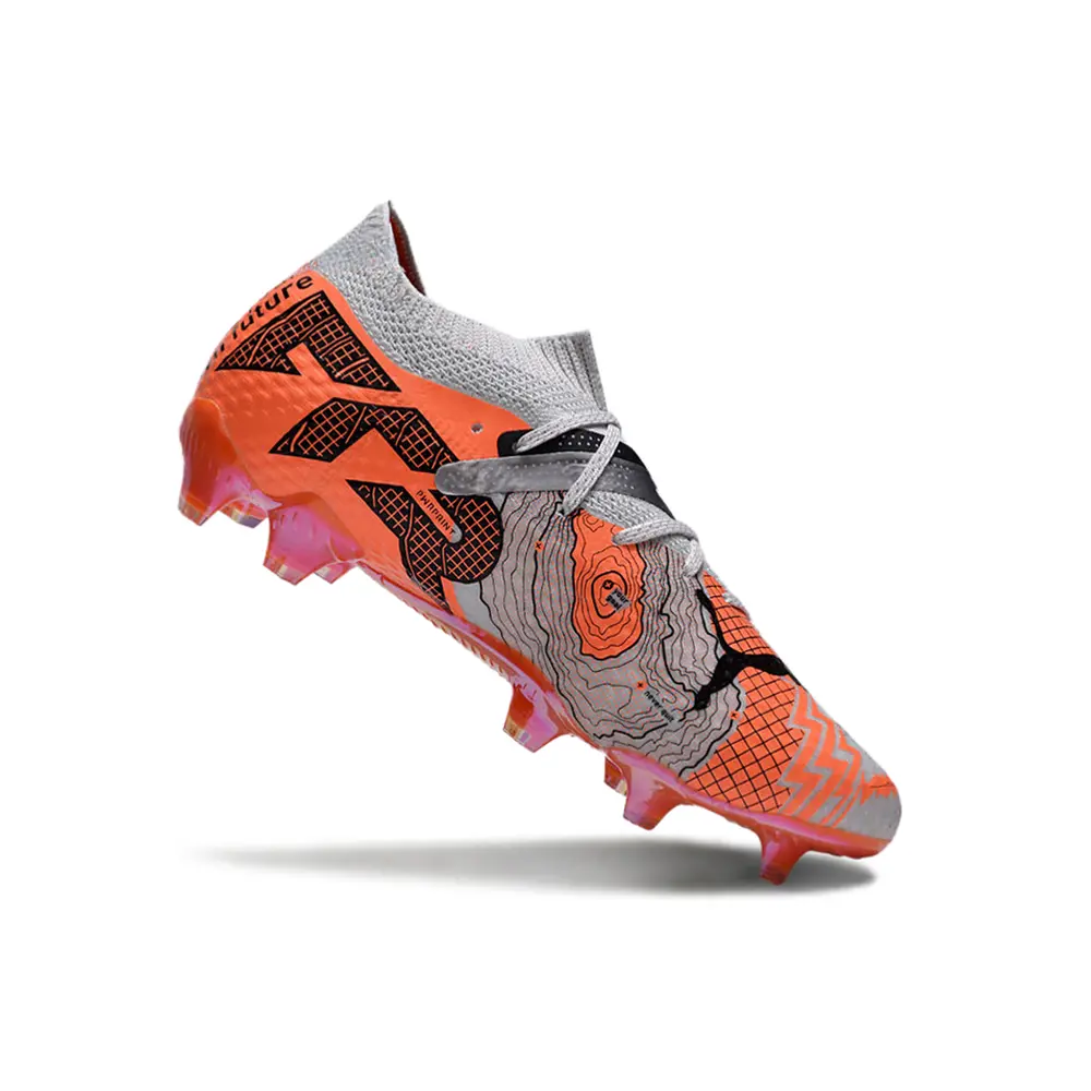 Chuteira Campo Puma Future 7 FG Cinza e Laranja