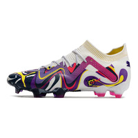 Chuteira Campo Puma Future Ultimate FG Branca e Roxa - imagem 1