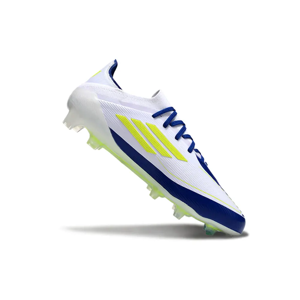 Chuteira Campo Adidas F50 FG Branca, Azul e Verde