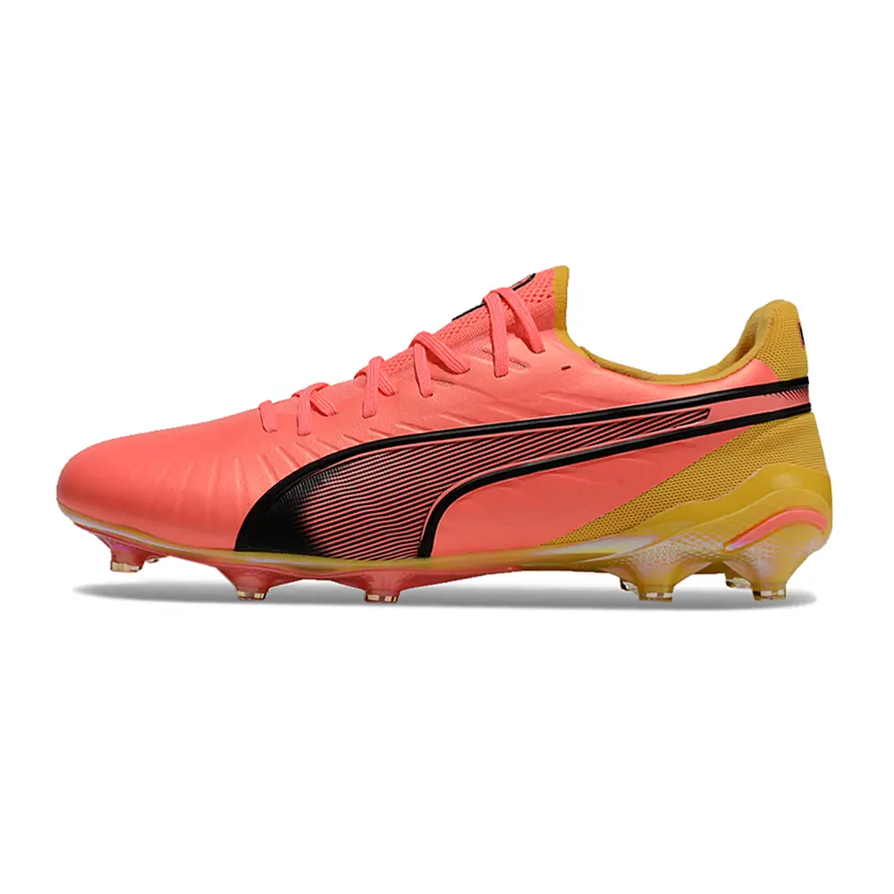 Chuteira Campo Puma King Ultimate FG Rosa e Laranja