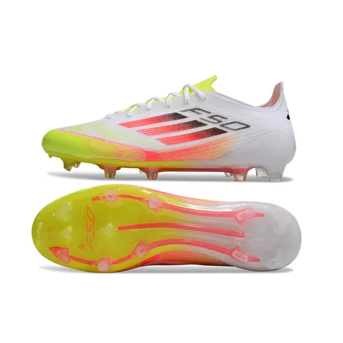 Chuteira Campo Adidas F50 FG Branca, Laranja e Amarelo - Celestial Victory